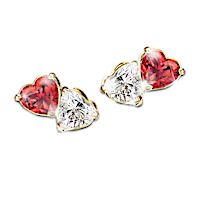 "Two Hearts, One Love" Garnet And Topaz Earrings