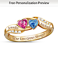 Love's Journey Custom Personalized Name Engraved Couples Ring with Birthstones