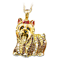 Yorkie Pendant With 3 Different Colors Of Swarovski Crystals