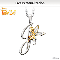 Crystal Pendant Of Your Initial And Tinker Bell