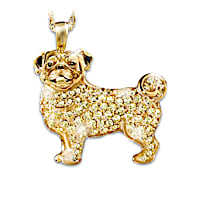 Pug Pendant With Golden Blonde Swarovski Crystals