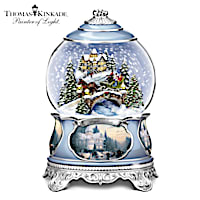 Illuminated Thomas Kinkade Snowglobe With Sculpted Scene