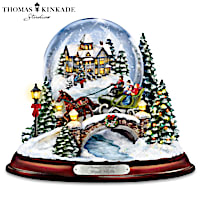 Kinkade Musical  "Jingle Bells" Snowglobe With Swirling Snow