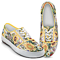 Lena Liu Artistically Designed Canvas Sneakers: Sunflower Splendor