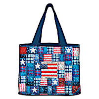 Patriotic Patchwork-Inspired Quilted Women's Tote Bag