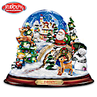 Rudolph Musical Snowglobe With Swirling Snow And Lights