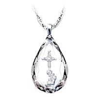 Solid Sterling Silver Cross Loving Memories Pendant Necklace