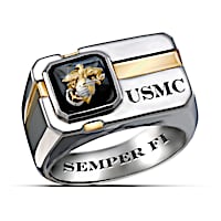 "For My Marine" Engraved Men's Ring With Special Poem