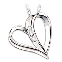 Heart-Shaped 3 Diamond Pendant Necklace From Dad