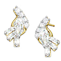 "Fire And Ice" Solid 10K Yellow Gold And Diamond Earrings