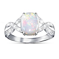 Women's Australian Opal Ring With 12 Diamonds