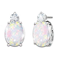 Shimmering Elegance Australian Opal And Diamond Earrings