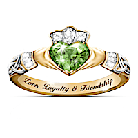 Color-Changing Irish Claddagh Ring With Cubic Zirconia Heart