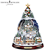 Thomas Kinkade Lighted Musical Christmas Snowglobe Tree
