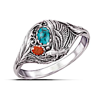 "Spirit Of The Eagle" Turquoise And Jasper Cabochon Ring