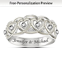 Hearts Full Of Diamonds Personalized Ring