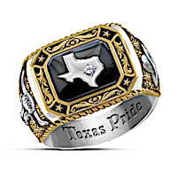 Spirit Of Texas Solid Sterling Silver Men's Diamond Ring