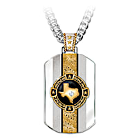 Texas Pride Pendant Necklace With Onyx And A White Sapphire