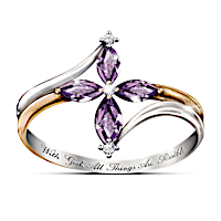 Holy Trinity Cross Ring With Amethysts And Diamonds