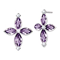 Holy Trinity Amethyst And Diamond Earrings