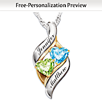 Personalized Birthstone Pendant With Heart-Shaped Stones