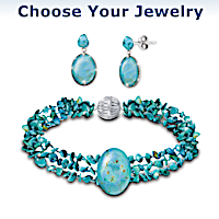 "True Blue" Genuine Turquoise Bracelet And Earrings Set