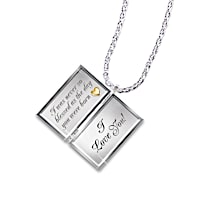 "Letter Of Love" Silver Locket With Diamonds For Niece