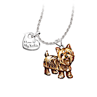Playful Pup Diamond Pendant Necklace - Yorkie