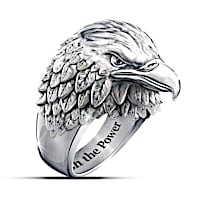 Stainless Steel "Strength And Pride" Eagle Ring