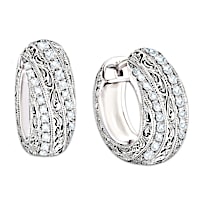 "Diamond Elegance" 12-Diamond Hoop Earrings