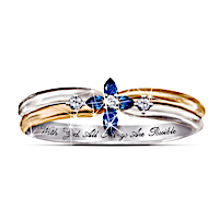 "The Trinity" Sapphire And Diamond Women's Religious Ring