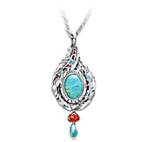 "Sedona Sky" Turquoise Hand-Enameled Pendant Necklace