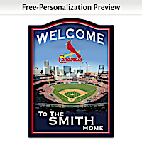 Cardinals Wooden Welcome Sign Personalized With Name