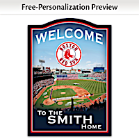 Boston Red Sox Wooden Welcome Sign Personalized With Name