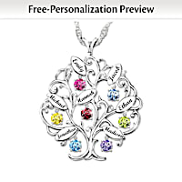 Birthstone Family Of Love Personalized Pendant Necklace