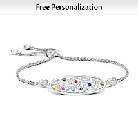 Family Tree Bracelet Personalized With Birthstones And Names