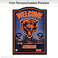 Chicago Bears Wooden Welcome Sign Personalized With Name