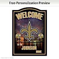 Saints Wooden Welcome Sign Personalized With Name
