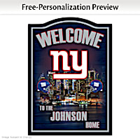 New York Giants Wooden Welcome Sign Personalized With Name