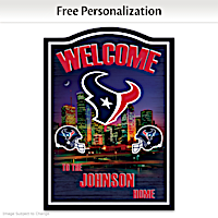 Houston Texans Wooden Welcome Sign Personalized With Name