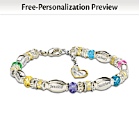 Personalized Bracelet With Family Birthstones And Names