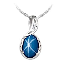 "Sky Gazer" Created Star Sapphire Pendant Necklace