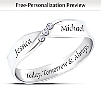"Infinite Love" 3-Diamond Ring With Your Engraved Names