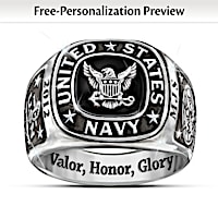Personalized Initials Navy Personalized Men's Ring: Choose An Insignia