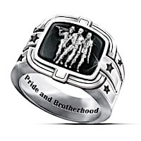 "Brotherhood of Veterans" Ring With Black Onyx Inlay