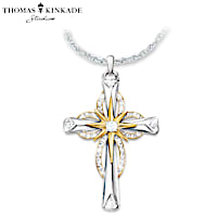 5-Diamond Thomas Kinkade Reflections Of Faith Cross Necklace