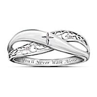 "Pure Faith" Engraved Sterling Silver Diamond Ring