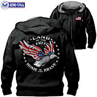 Home Of The Brave Hoodie With Patriotic Eagle Art