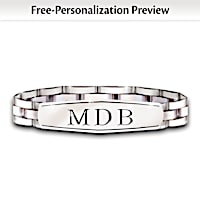 Personalized, Etched Stainless Steel Bracelet For Grandson