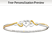 Two Hearts Become One Personalized Diamond Bracelet